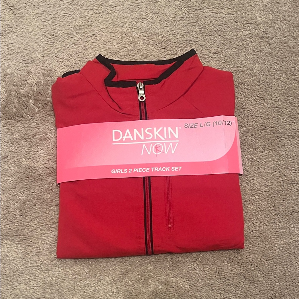 Girls 2 Piece Danskin Now Vibrant Red Track Jacket - Size L/G (10-12) - Picture 8 of 9